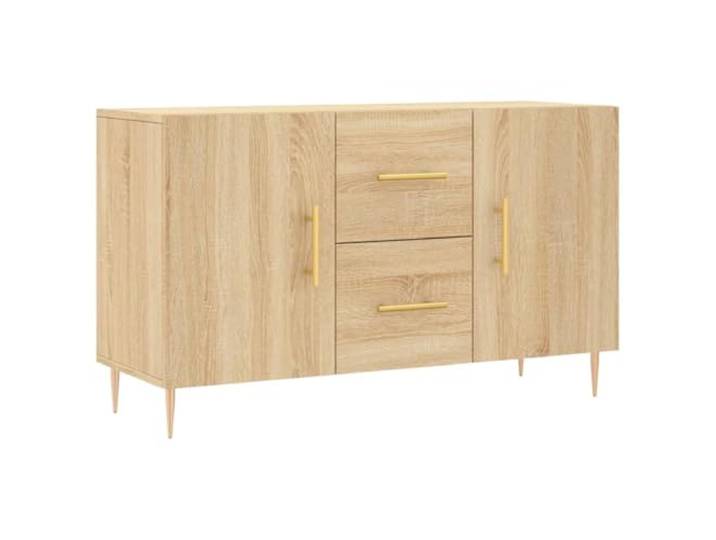 Fisinber Sideboard Sonoma-Eiche 100x36x60 cm Anrichte Metallbeine Kompakter Beistellschrank im modernen Stil für Wohnzimmer und Flur, bietet viel Stauraum hinter verschlossenen Türen.