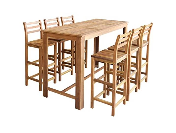 vidaXL Bartisch und Stuhl-Set 7-TLG. Akazienholz Massiv