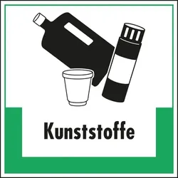 Schild I Abfallkennzeichen Kunststoffe, mit Symbol und Text, Kunststoff, 200x200mm