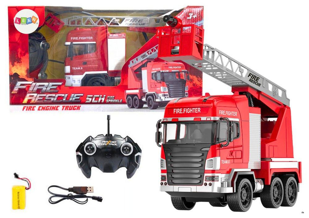 Lean Toys Brandweerwagen met afstandsbediening en RC-spuitlichten
