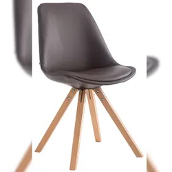 Décoshop26 - Skandinavischer Küchen-/Esszimmerstuhl mit braunem PVC-Sitz und 4 hellen quadratischen Holzbeinen 10_0003406