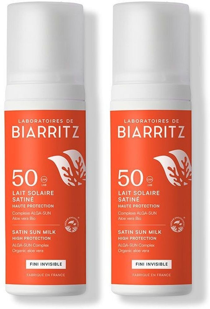 Laboratoires DE Biarritz Lait Solaire Satiné SPF 50 - solaire satiné haute protectio 2x100 ml Milch
