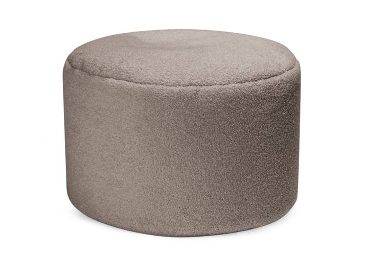 Pouf rond fausse fourrure douce taupe diamètre 50x30cm