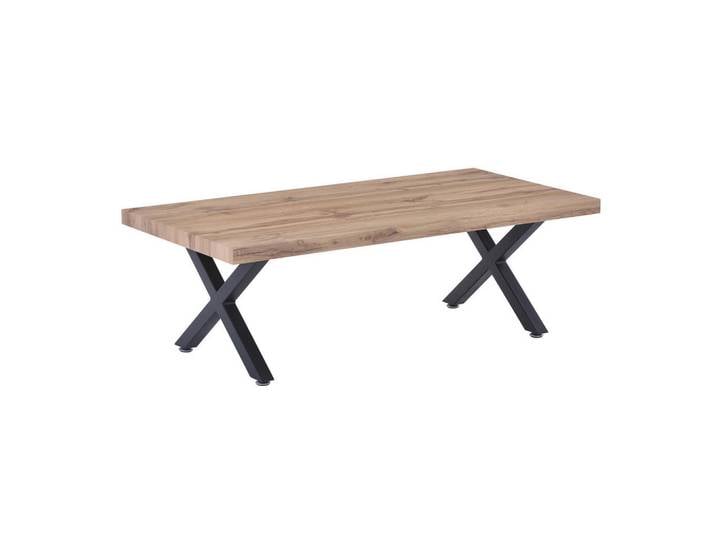 Livetastic Couchtisch, Natur, Schwarz, rechteckig, X-Form, 60x40x120 cm, Wohnzimmer, Wohnzimmertische, Couchtische