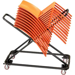 VEVOR Klappstuhlwagen für 18 Stühle Stapelbar Stuhlständer 136kg X-förmig, Stuhlkarre zur Lagerung & Transport für Veranstaltungen, Kohlenstoffstahl, Feststellbare Schwenkräder, mit Griff, Schwarz