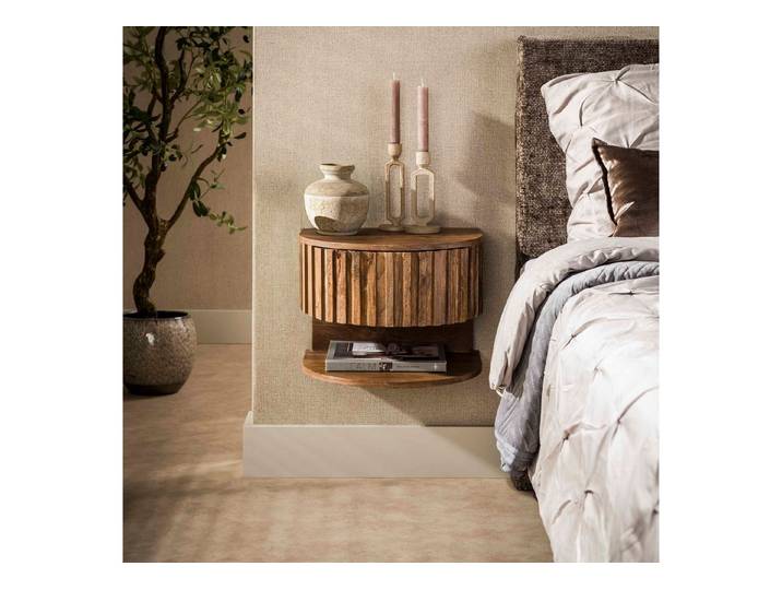 Sitheim® Nachttisch Ridge shelve schwebend 1 Schublade / Massiv Mango sand