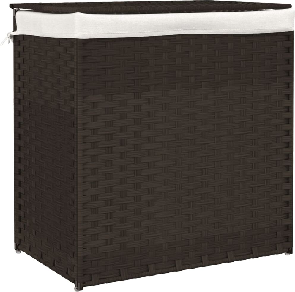 vidaXL Panier à linge avec 2 sections marron foncé 53x35x57 cm