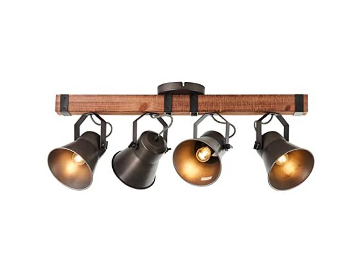 BRILLIANT Lampe, Decca Spotbalken 4flg schwarz stahl, 4x A60, E27, 10W, Holz aus nachhaltiger Waldwirtschaft (FSC)