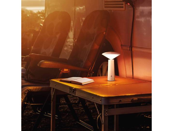 FH Lighting LED-Tischleuchte Pinto, CCT, weiß dimmbar, weiß / opal, Kunststoff, Modern, Tischleuchte