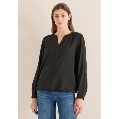 Langarmbluse CECIL, Damen, Gr. XL (44), schwarz (raw khaki), Stoff, 100% Viskose, unifarben, normal normal, Rundhals, abgesteppt, Blusen, in Unifarbe