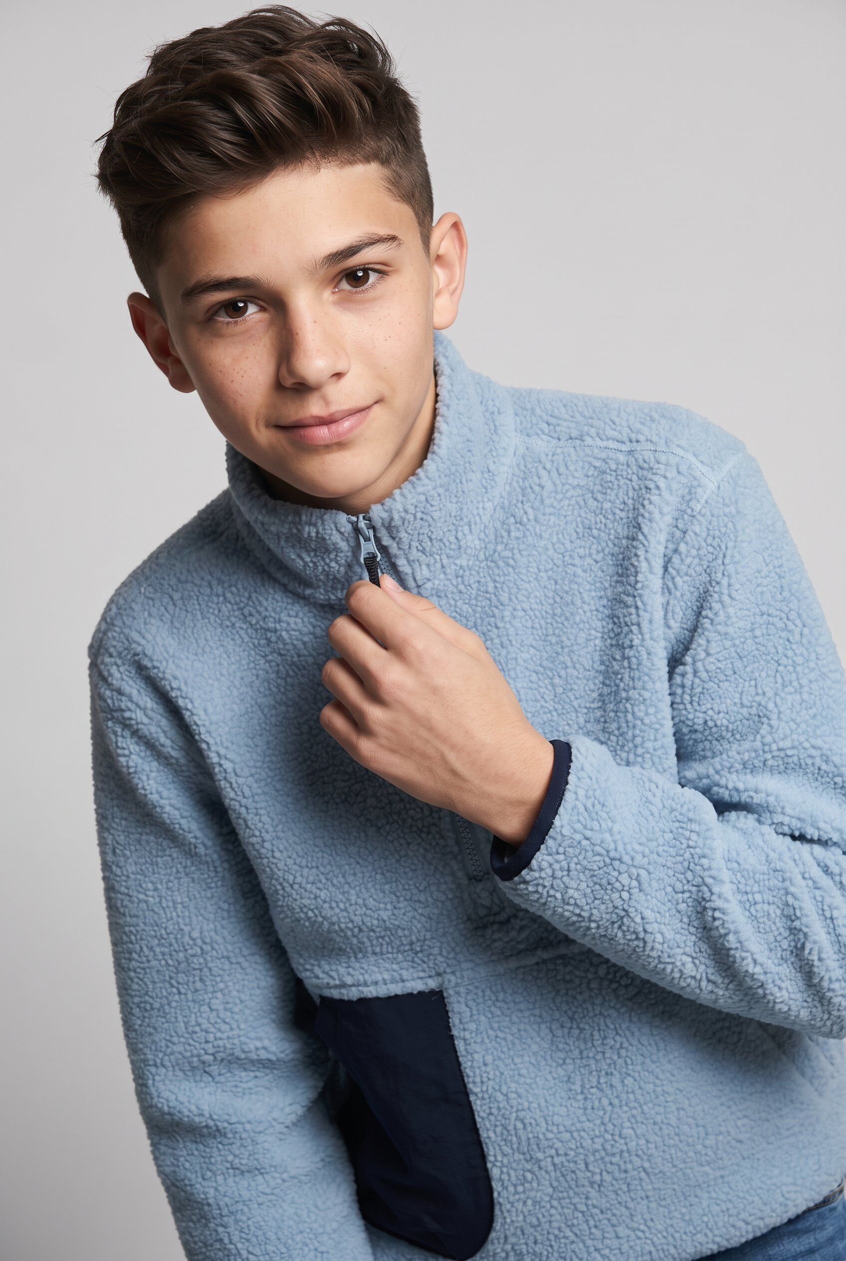 Strickfleece-Pullover ICEPEAK "ICEPEAK KOKOMO JR", Jungen, Gr. 176, blau (light blau), Obermaterial: 100% Polyester, Pullover Strickfleece-Pullover, für Kinder und Jugendliche, schnell trocknend, aus Polyester light blau 176