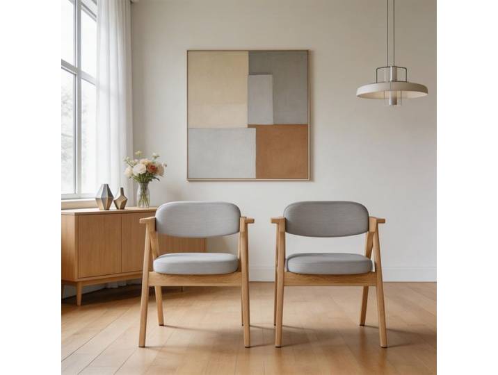 Sièges pour salle à manger - Pliable bois - Bois massif - Assise lin respirant - Accoudoirs ergonomiques