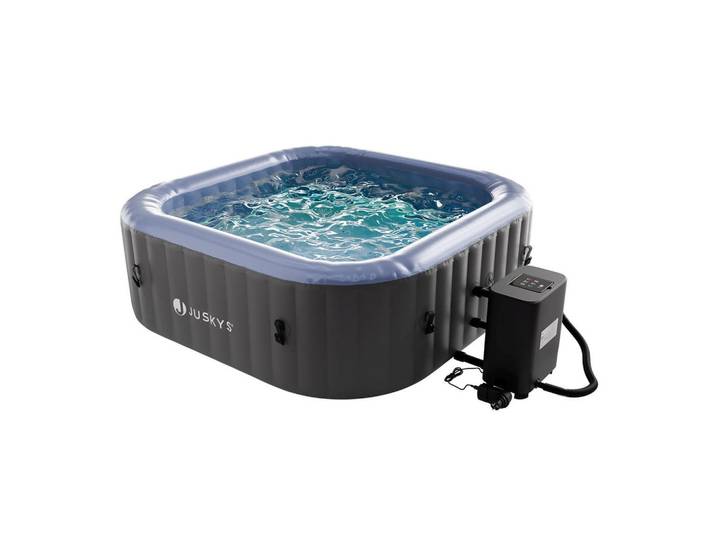 Juskys Whirlpool SpaLuxe aufblasbar 185x185x65 cm grau/blau, Grau, Kunststoff, 185x65x185 cm, Freizeit & Co, Wellness & Gesundheit, Whirlpools