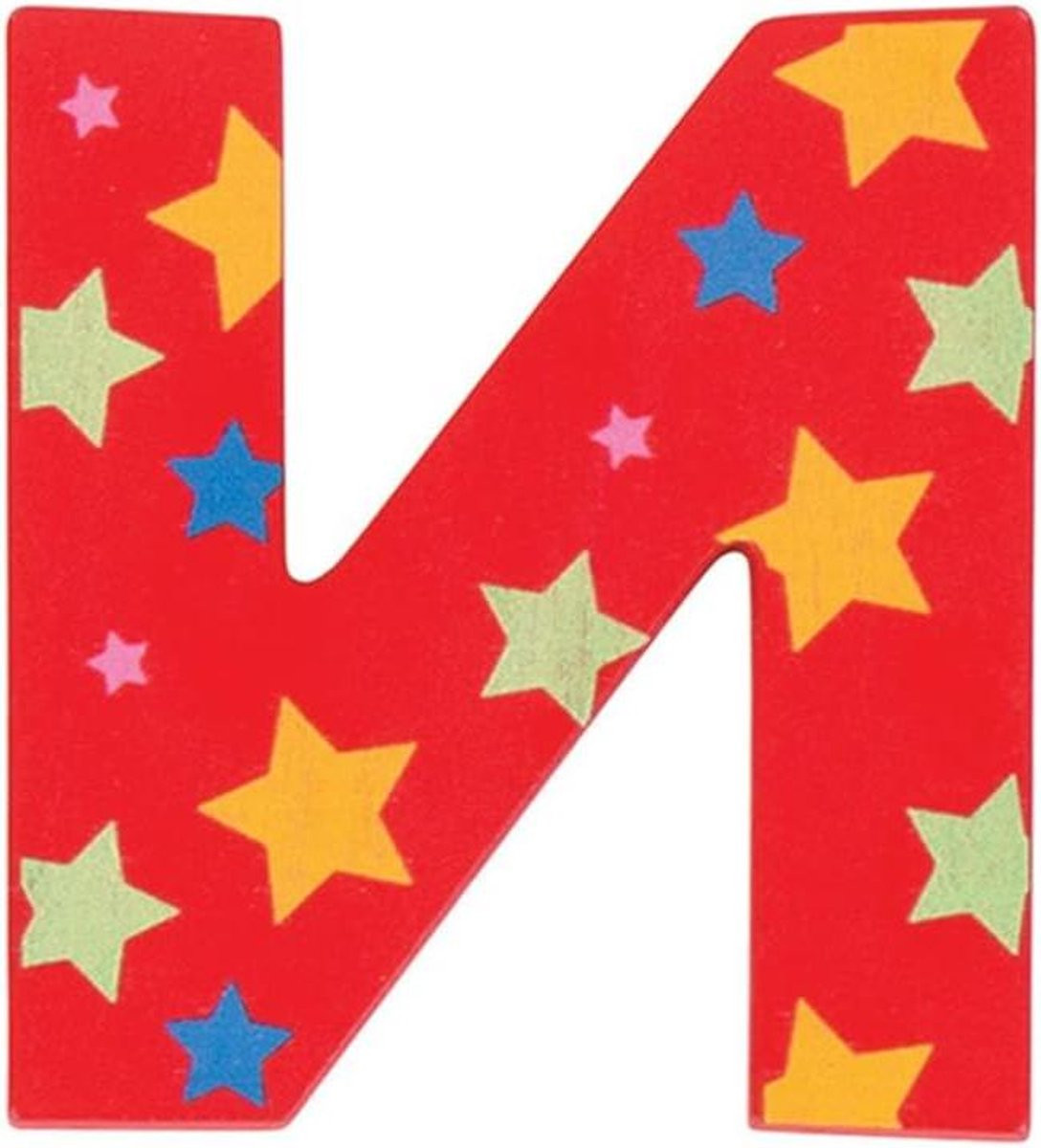 Houten Letter N Muurdecoratie Ster Vorm Rood 7 cm