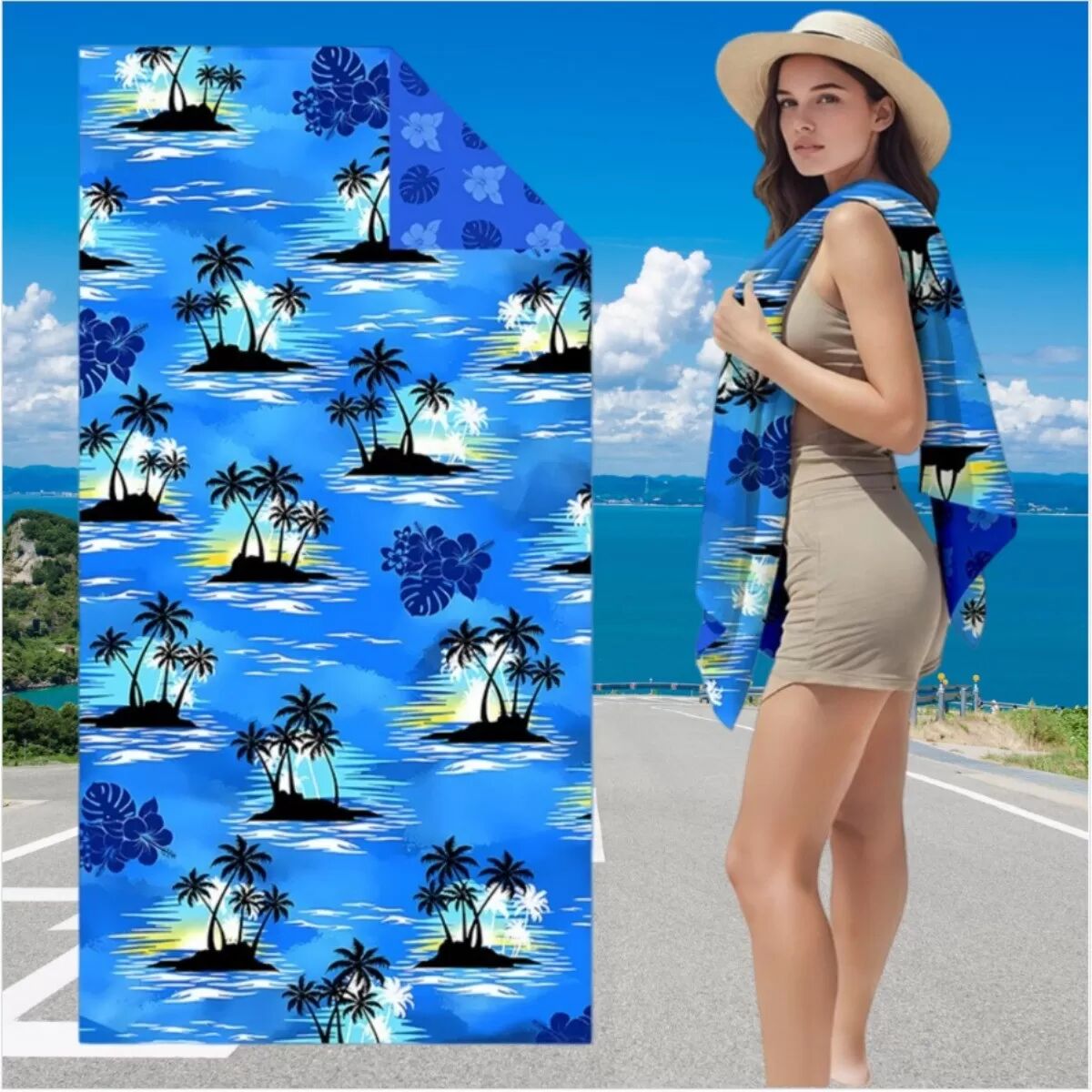 INF Schnelltrocknendes Mikrofaser-Strandtuch für Erwachsene - Dickes beidseitiges Plüsch, Digitaldruck, 80x160cm