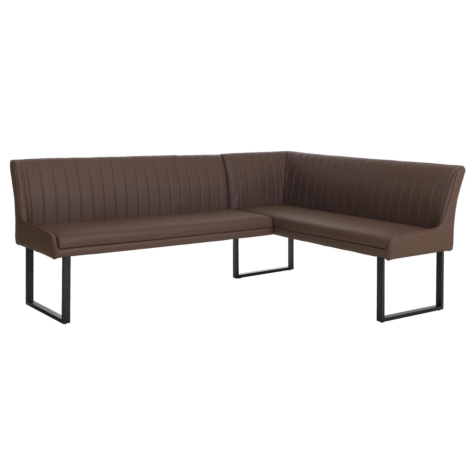 Eckbank MCW-O82, Esszimmerbank Bank, Kunstleder Metall 210x159cm ~ braun