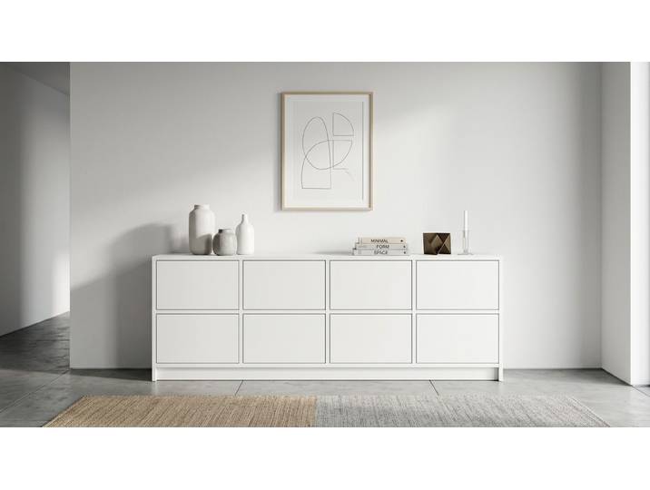 Langes Sideboard - Kommode mit vielen Optionen MDF Beschichtet MDF Weiß matt
