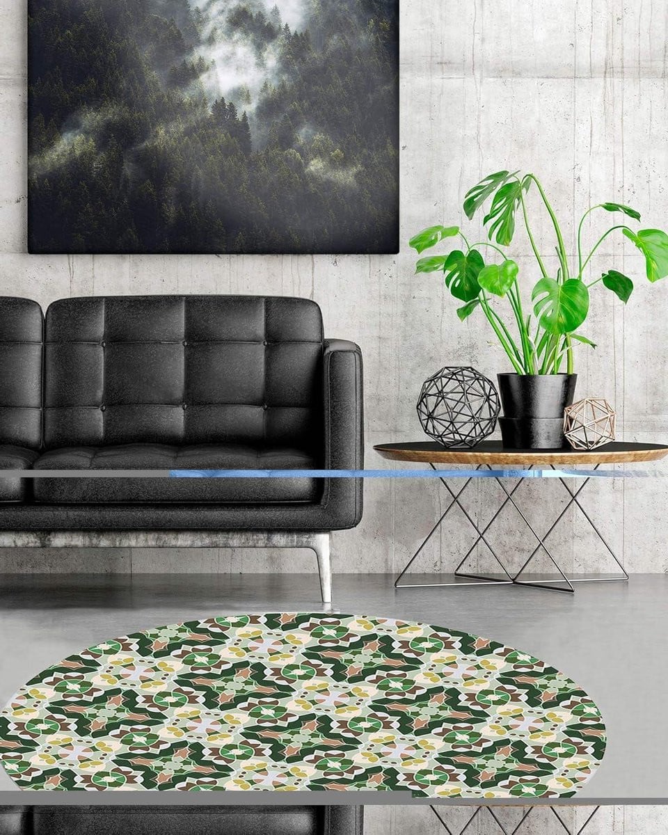 Rond Vinyl Keukenmat met Antislip - Decoratief Vloerkleed - Groen