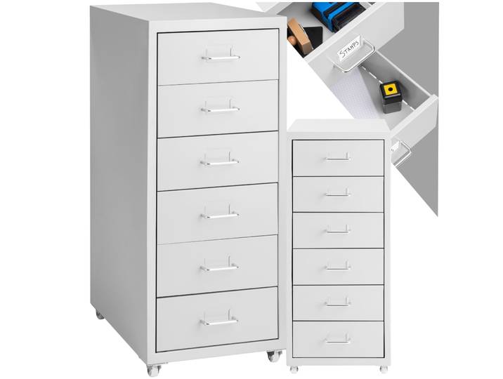 Caisson de bureau roulant en métal 41x28x69cm - gris clair