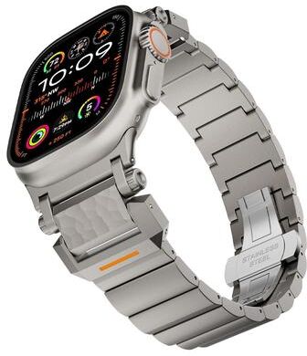 Everyday Crate Apple Watch Titanium Band Stainless Steel Metal Strap With Butterfly Clasp titanium