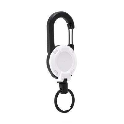Retractable Keychain Carabiner With Heavy Duty Steel Wire Rope For Outdoor Gear And Tools white