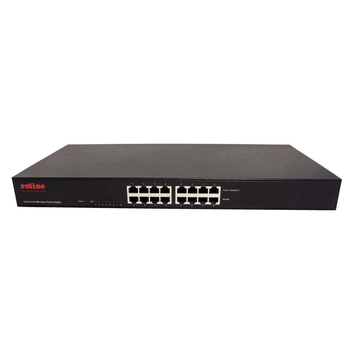Roline 48,30cm (19") PoE MID-Span Power Supply, 8 Midspanports (8 Ports) (21.13.1181)