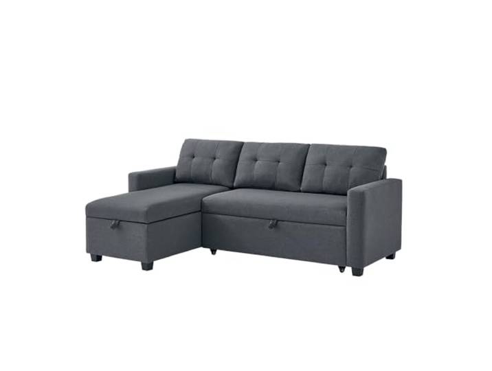 VitaliSpa Sofa L Form Campina, Grau, 226 x 163 cm mit Schlaffunktion, platzsparend mit ausziehbarer Liegefläche und Bettkasten