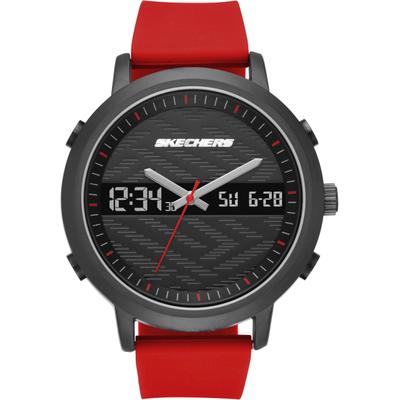 Chronograph SKECHERS "LAWNDALE", rot (rot, schwarz), Armbanduhren, Herren, schwarz, Chronograph, Quarzuhr, Armbanduhr, Herrenuhr, Silikonarmband, digital,Stoppfunktion