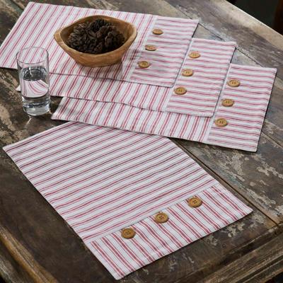 VHC Brands Timeless Ticking Red Placemat Set of 4