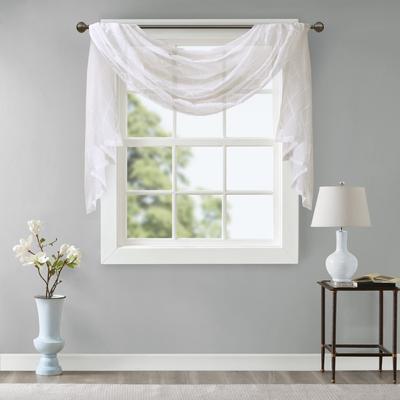 Madison Park Irina Diamond Sheer Embroidered Window Curtain Scarf