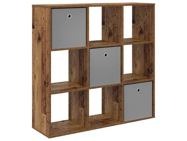 TEKGHUT Sideboard Altholz 102 x 31 x 99,5 cm Holzwerkstoff Versenkte Griffe, flexible Regale, für Wohnzimmer, Bücher und Deko, Innenbereich