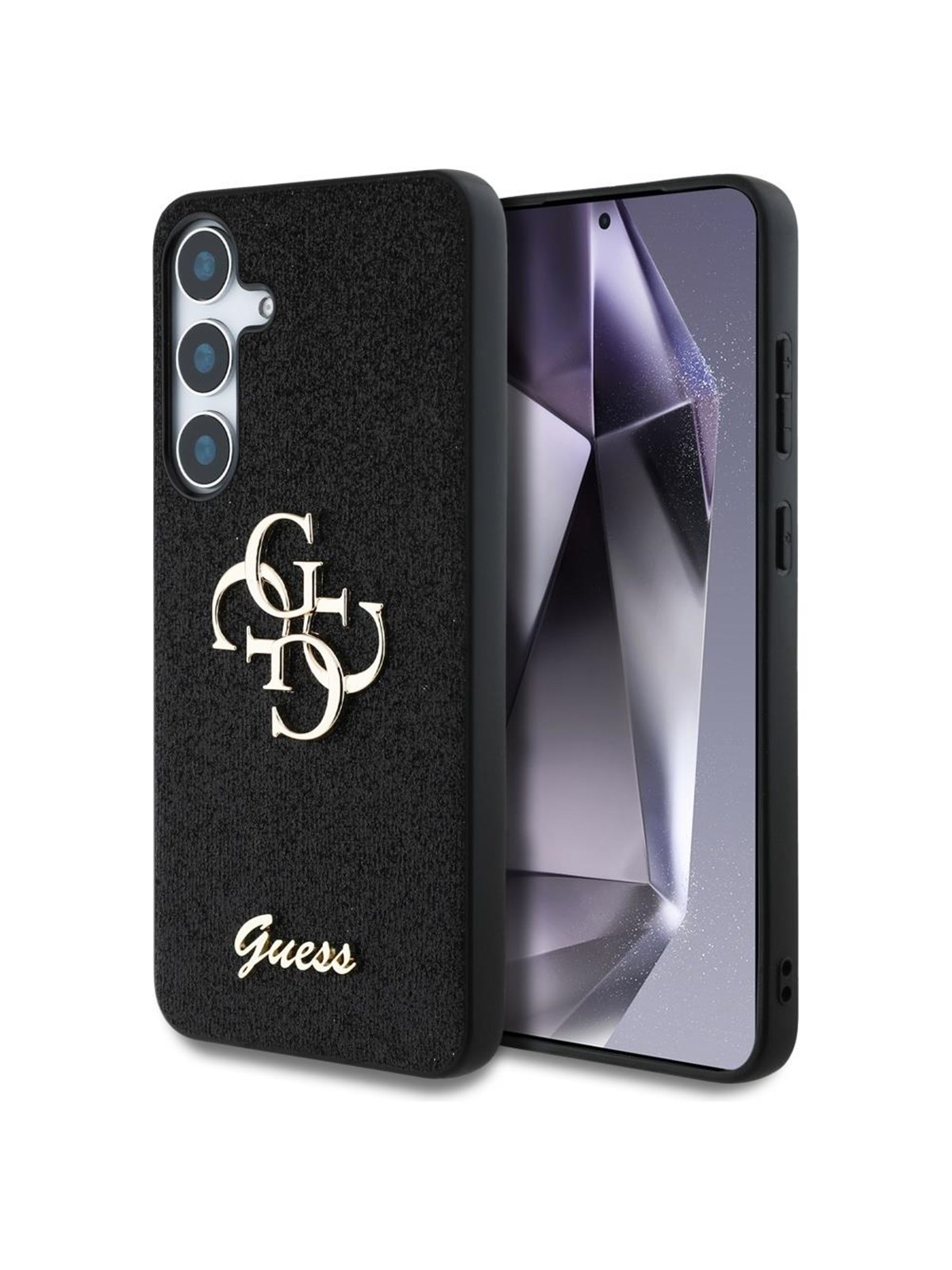 GUESS Fixed Glitter Big 4G Metal Logo case for Samsung Galaxy S25 black