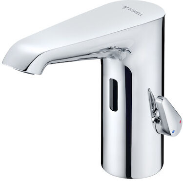Mitigeur lavabo infrarouge Schell XERIS E2 002620699 HD-M mid., compartiment à piles 6 V, IP 65, chromé