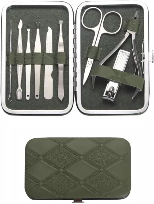 INF 9-teiliges tiefgrünes Nagelknipser-Set aus Edelstahl – Professionelles Maniküre- & Pediküre-Set