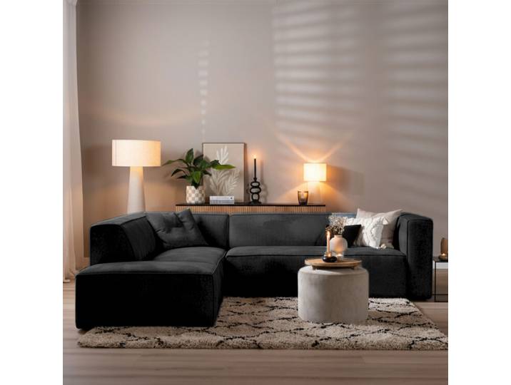 Bronx71 Ecksofa Memphis Stoff schwarz links