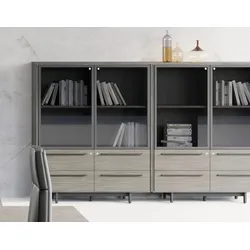 Büroschrank mit Glastüren und Schubladen Lewo 2