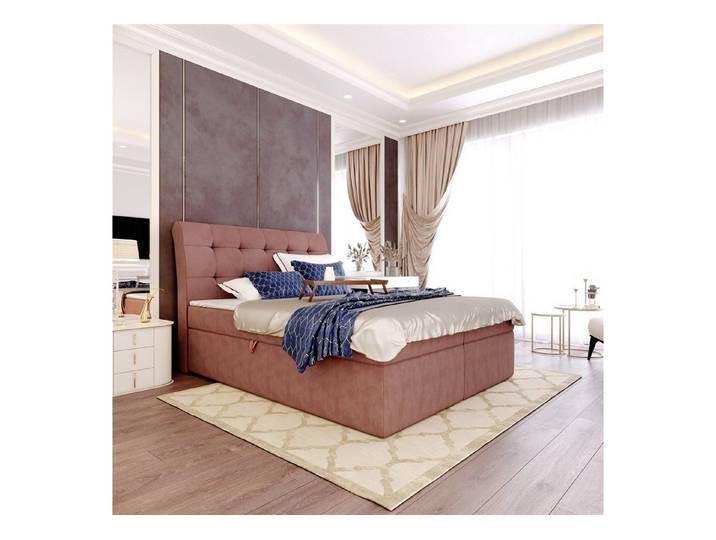 Fun Möbel Boxbett Schlafzimmerbett DASIO in Stoff Cloud (inkl. Kaltschaumtopper und Topper)