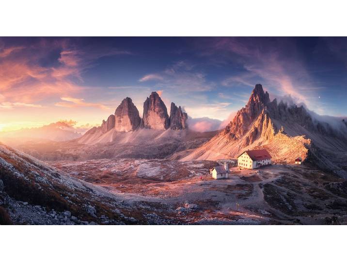 Fototapete PAPERMOON Landschaft mit Haus , bunt, B:3m L:2,23m, Vlies, Tapeten, Fototapete