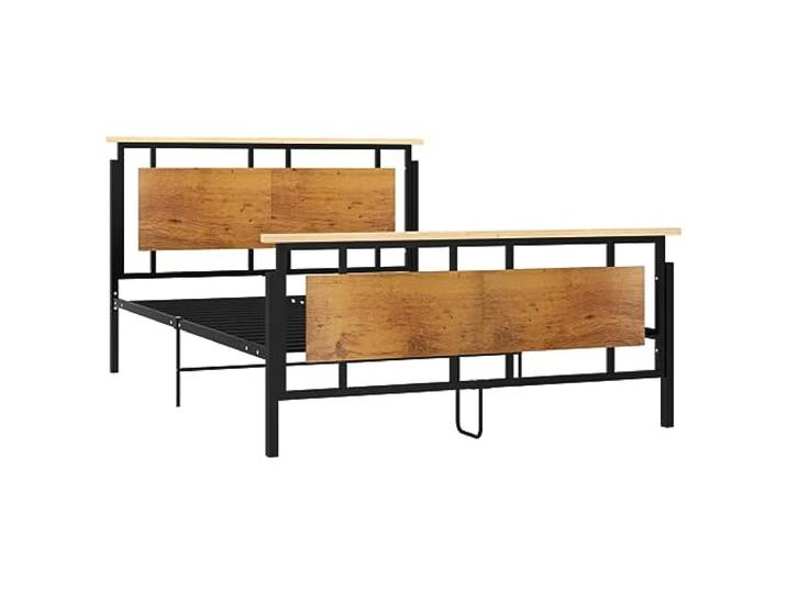 vidaXL Bettgestell Metallbett Bett Doppelbett Schlafzimmerbett Bettrahmen mit Lattenrost Schlafzimmermöbel Metall 140x200cm MDF Eichenholz