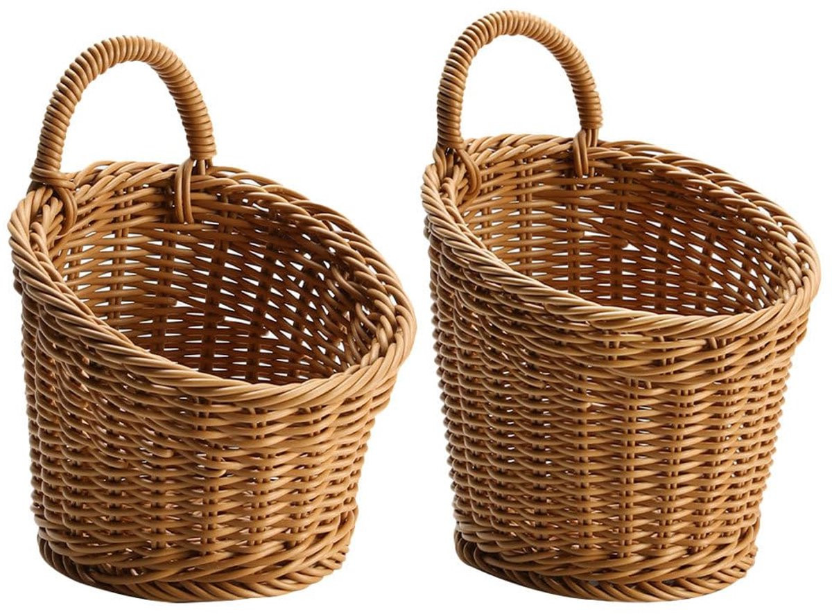 Set van 2 Rattan Manden voor Opslag van Uien en Knoflook met Handvatten