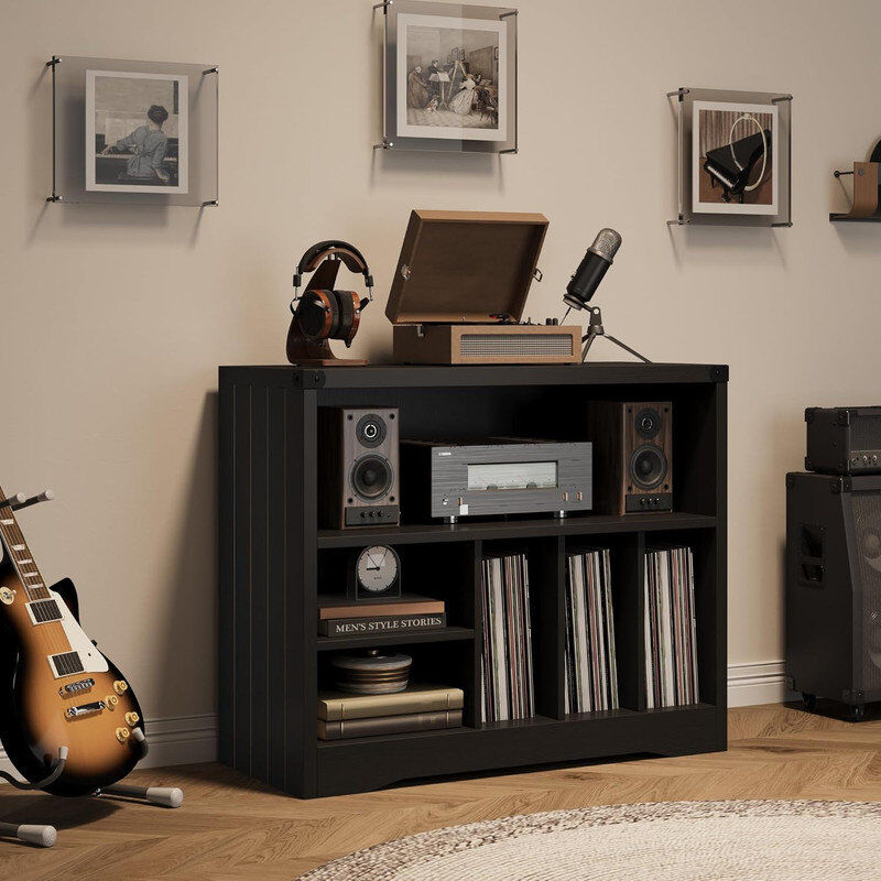 17 Stories 70 cm H Media Shelves Black 70cm H X 80cm W X 35cm D
