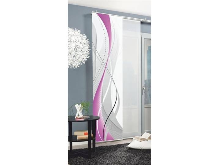 Home Fashion 87152 Schiebewand Digitaldruck Carlisle Dekostoff, 245 x 60 cm, Farbe:Beere