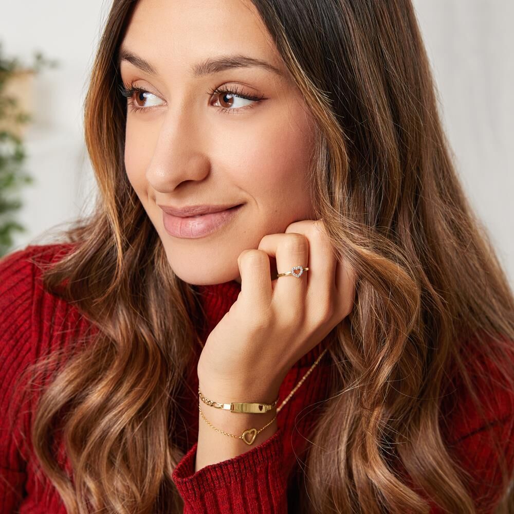 Unique Vergoldetes 925 Silberarmband mit Herzanhänger gold
