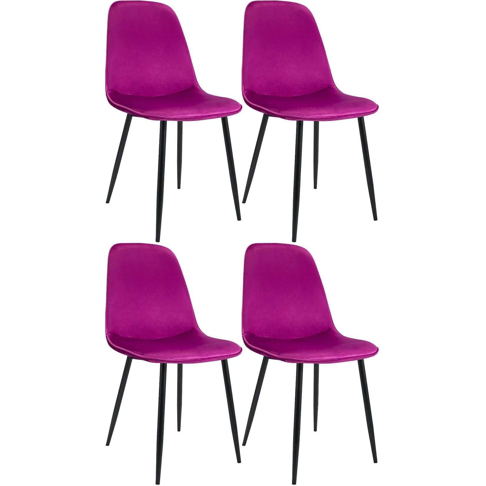 CLP 4er Set Esszimmerstuhl Maryam Samt - Farbe: lila, Material: Samt