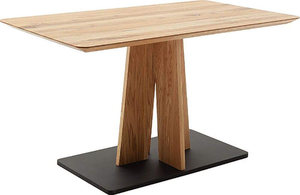 Esstisch MCA LIVING "Marilia Esstisch", beige (naturfarben, naturfarben, schwarz, naturfarben), B:120cm H:76cm T:80cm, Zerreiche, durchgehende Lamelle, Tische, Esstisch, Kreuzförmiges Gestell naturfarben, naturfarben, schwarz, naturfarben B/H/T: 120cm x 7