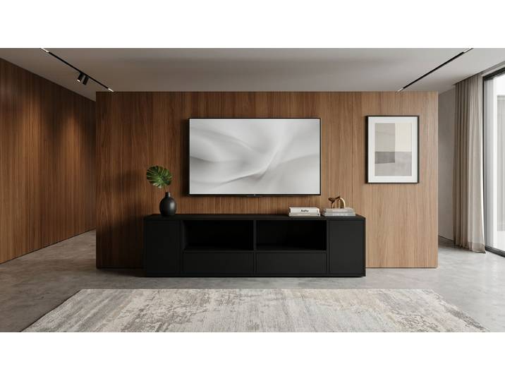 Schwarzes Lowboard nach Maß MDF Lackiert Tiefs­chwarz RAL&nbsp;9005