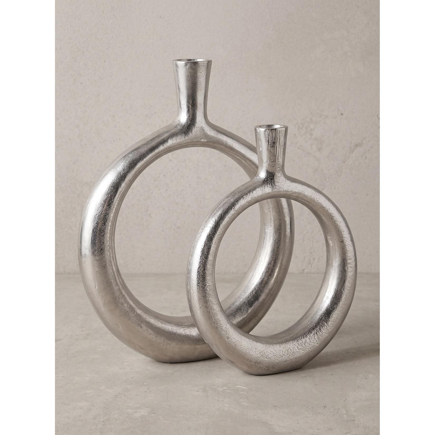 Vasen 2er-Set Aluminium Silber 35x7x45 cm - BAVENO Kadima Design