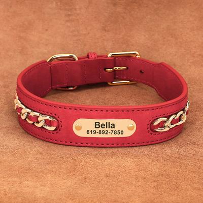 Happy Pet Pantry Custom Leather Dog Collar Accessories With Personalized ID Tag For Small, Medium & Large Dogs XL 3