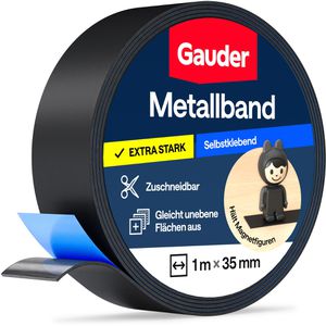 Gauder Magnetband Metallband, schwarz, Ferroband, selbstklebend, 1mm Stärke, 35 mm x 1 m