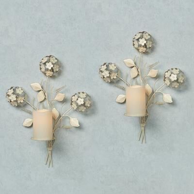 Touch of Class Hydrangea Wall Sconce Pair Creamy Gold, Pair, Creamy Gold